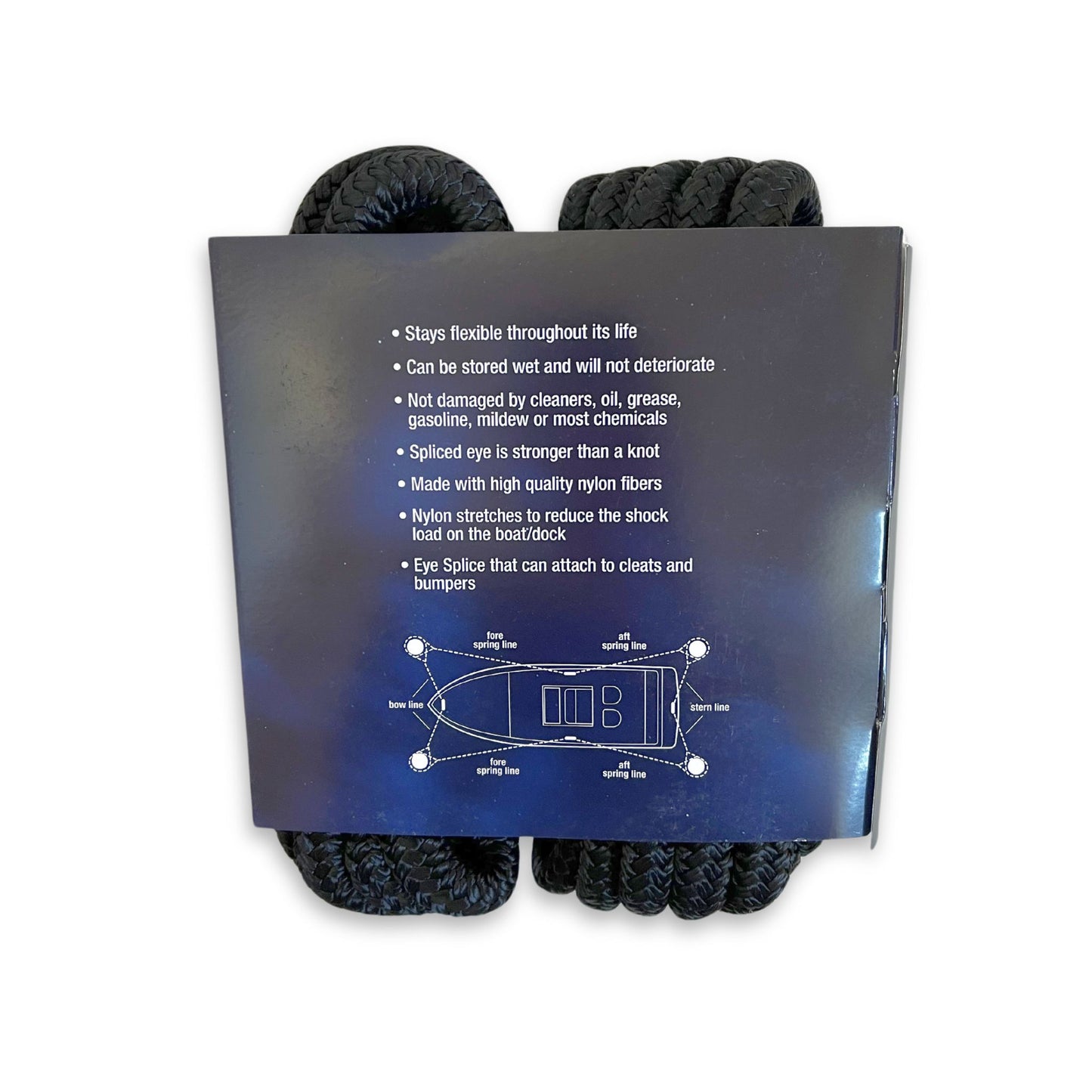 Back of Captains Preferred Products 1/2" x 20' dock lines.