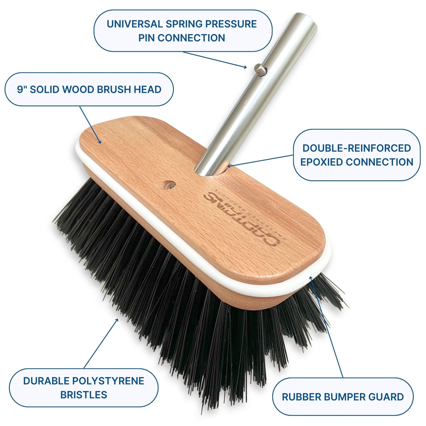 Hard Bristle Boat Brush Head - 9" Black