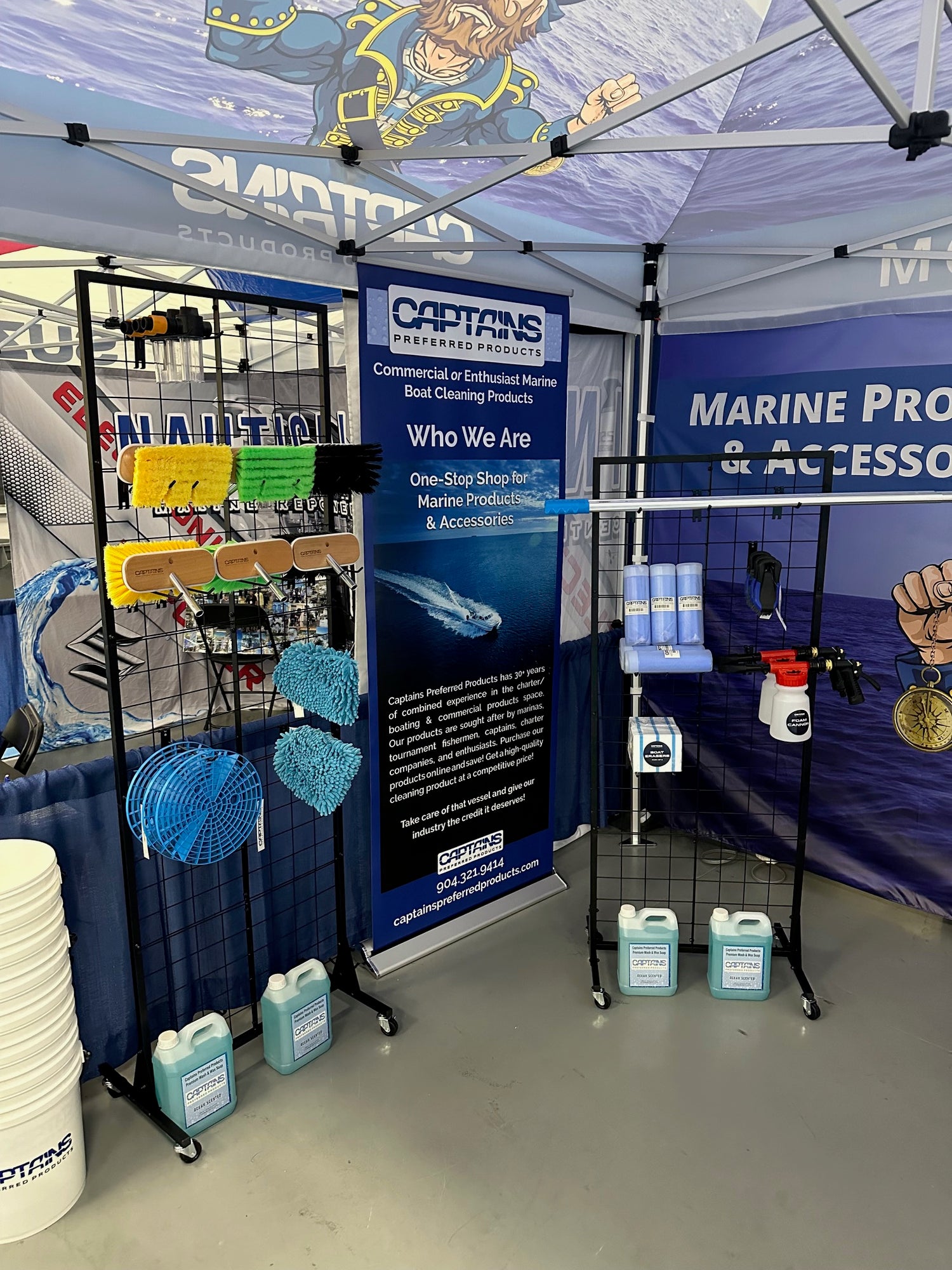 The Captains Preferred Products event booth at the Tampa Bay Boat Show 2024.