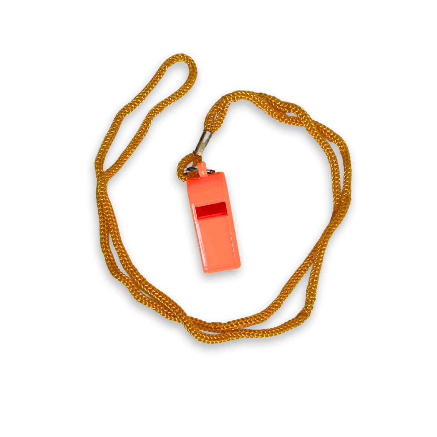 Top view of a safety whistle for alerting for help.