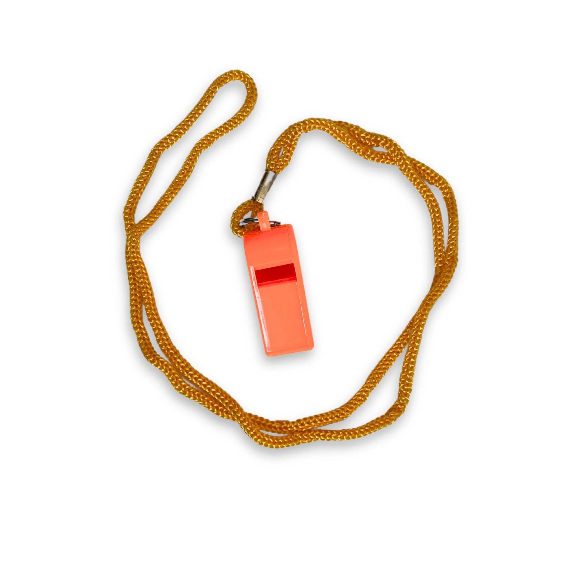 Top view of a safety whistle for alerting for help.