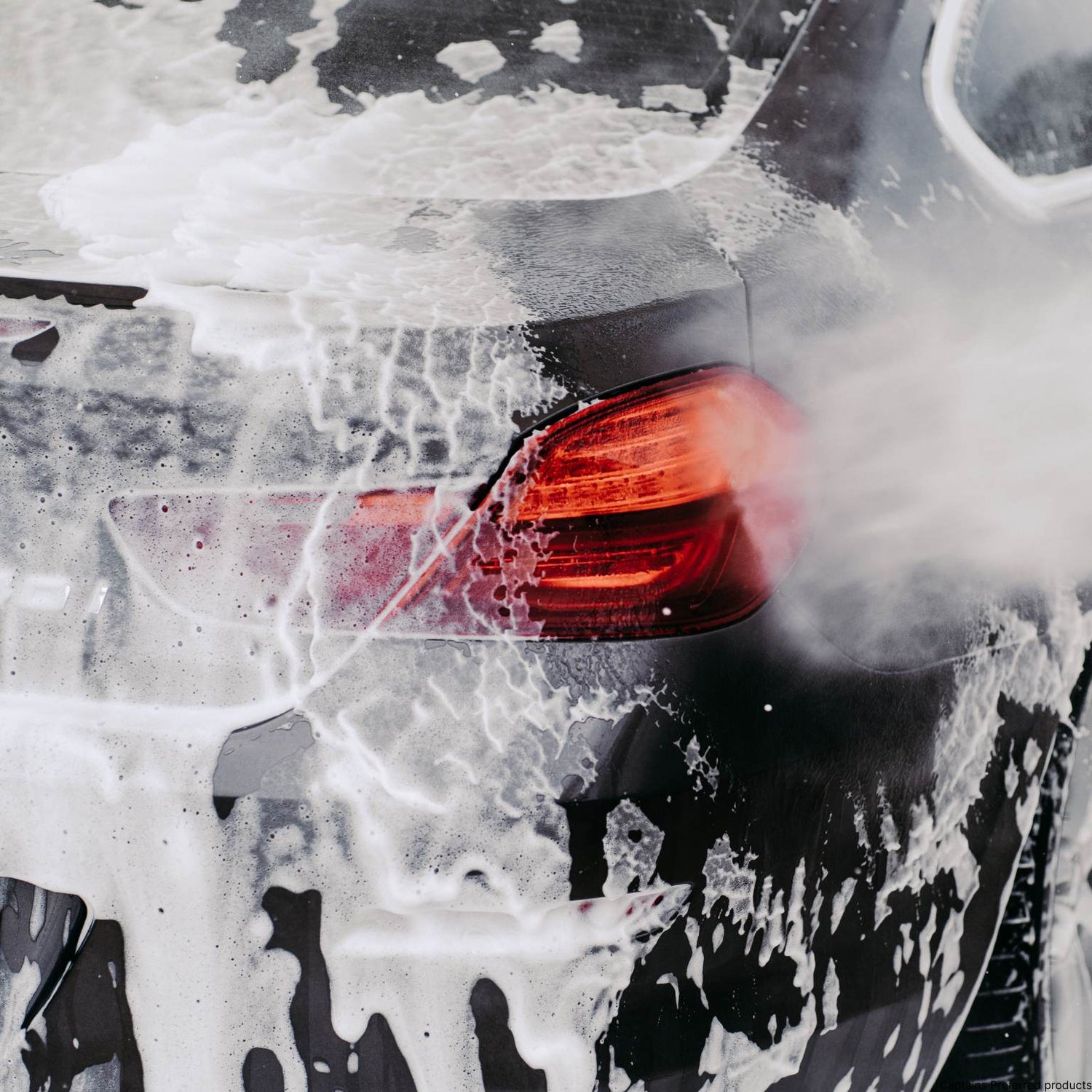 Foam drying spotty on a black car.