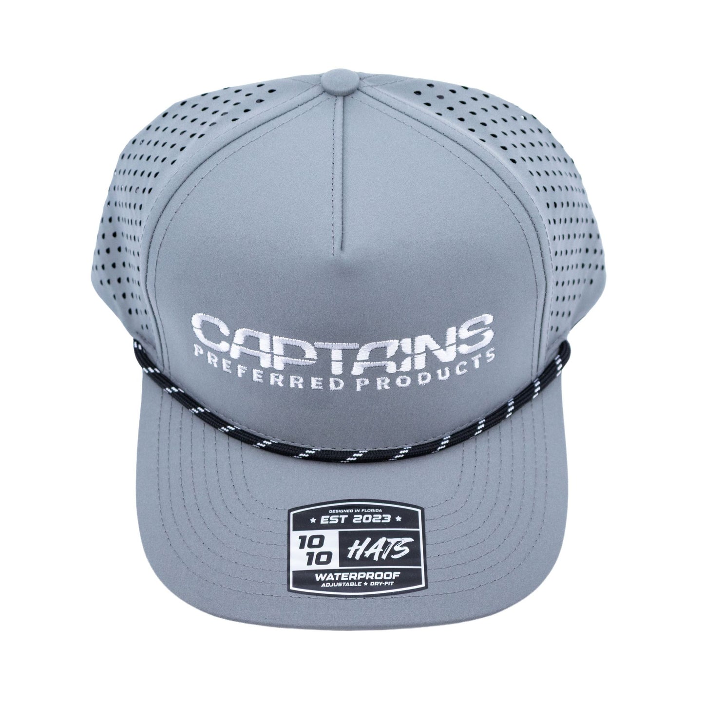 Captains Dry-Fit 5 Panel Hat - Light Gray with Rope