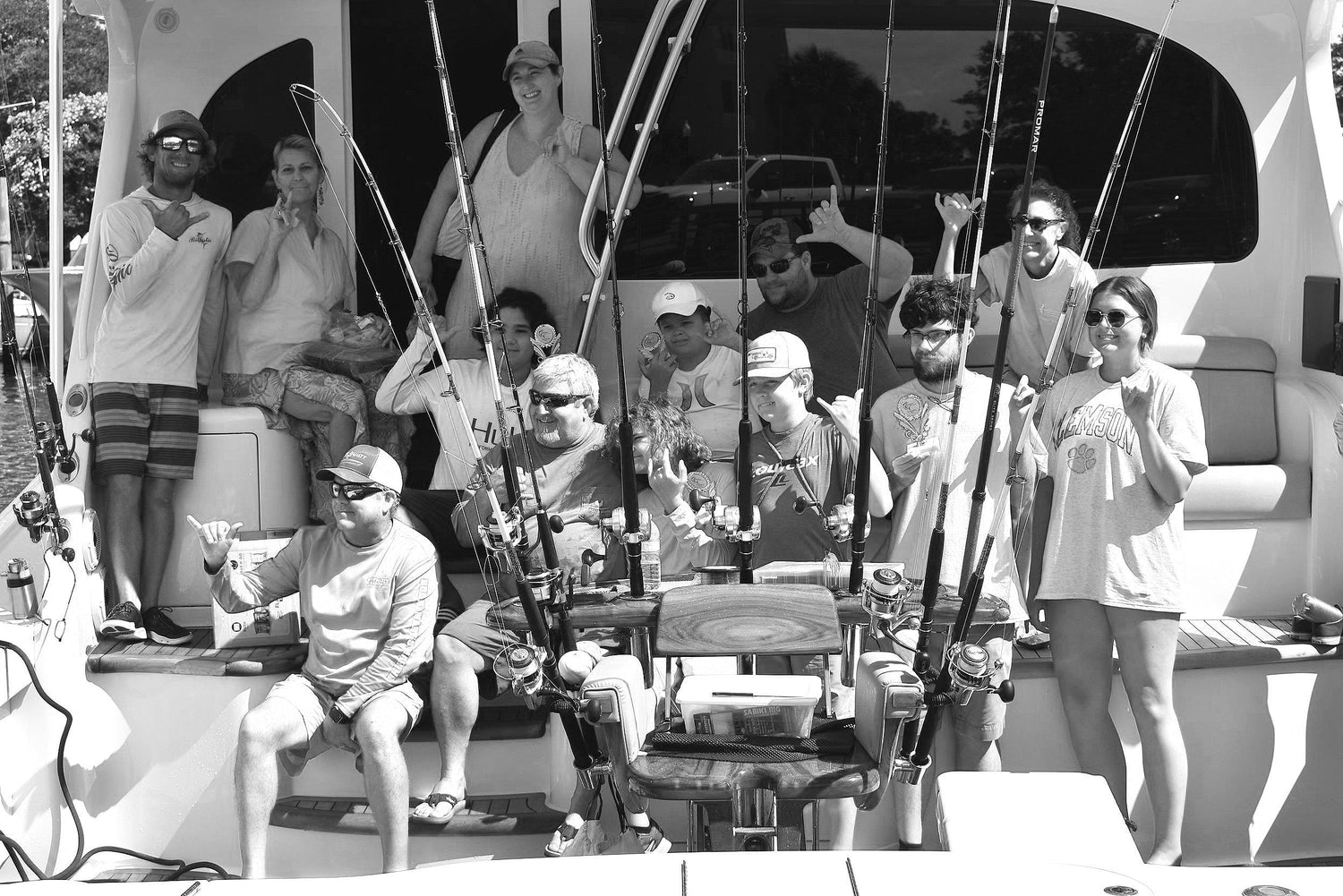 A group of participants in the Hooked on Miracles KMT fishing tournament event.
