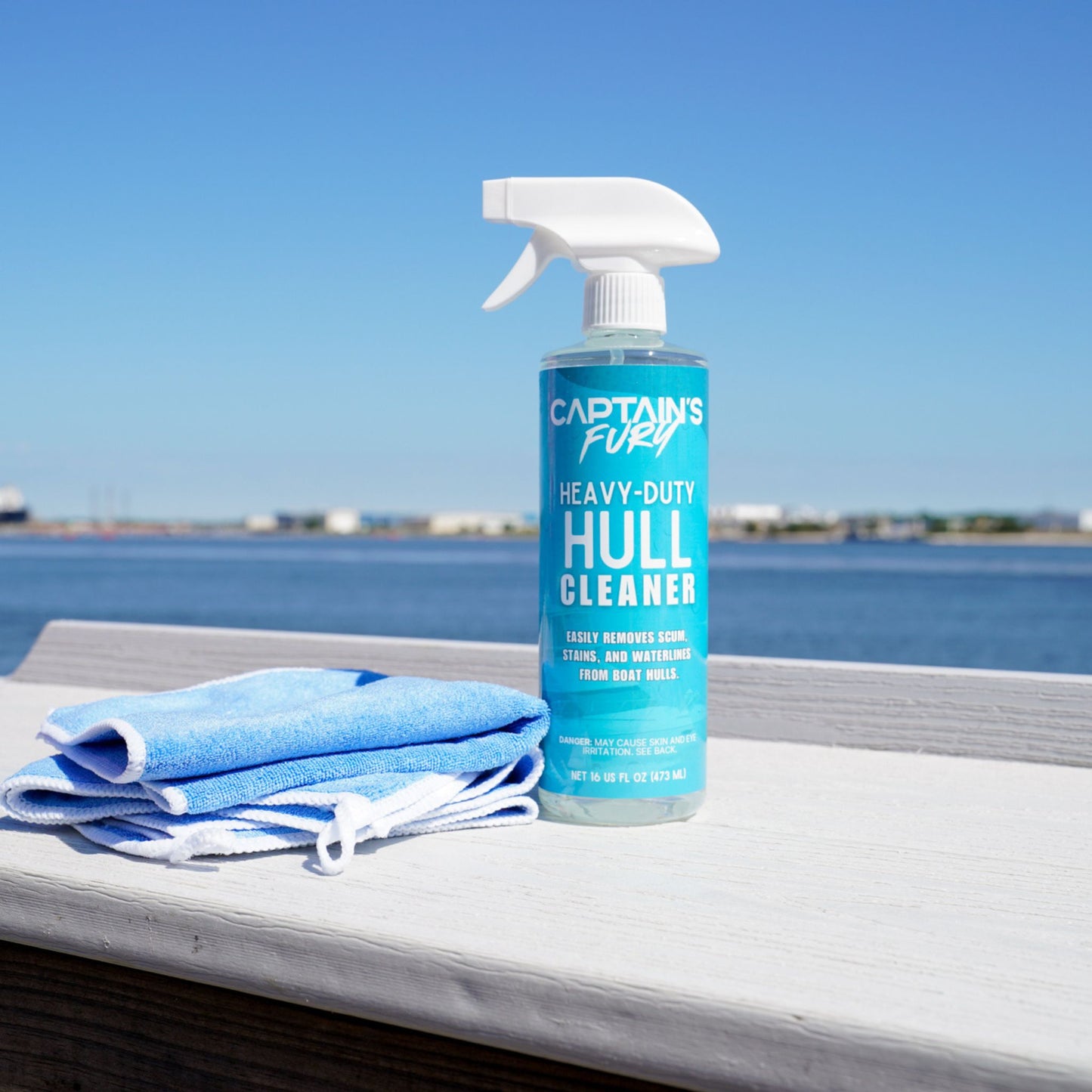 Hull cleaner with cloth for cleaning boat hulls.