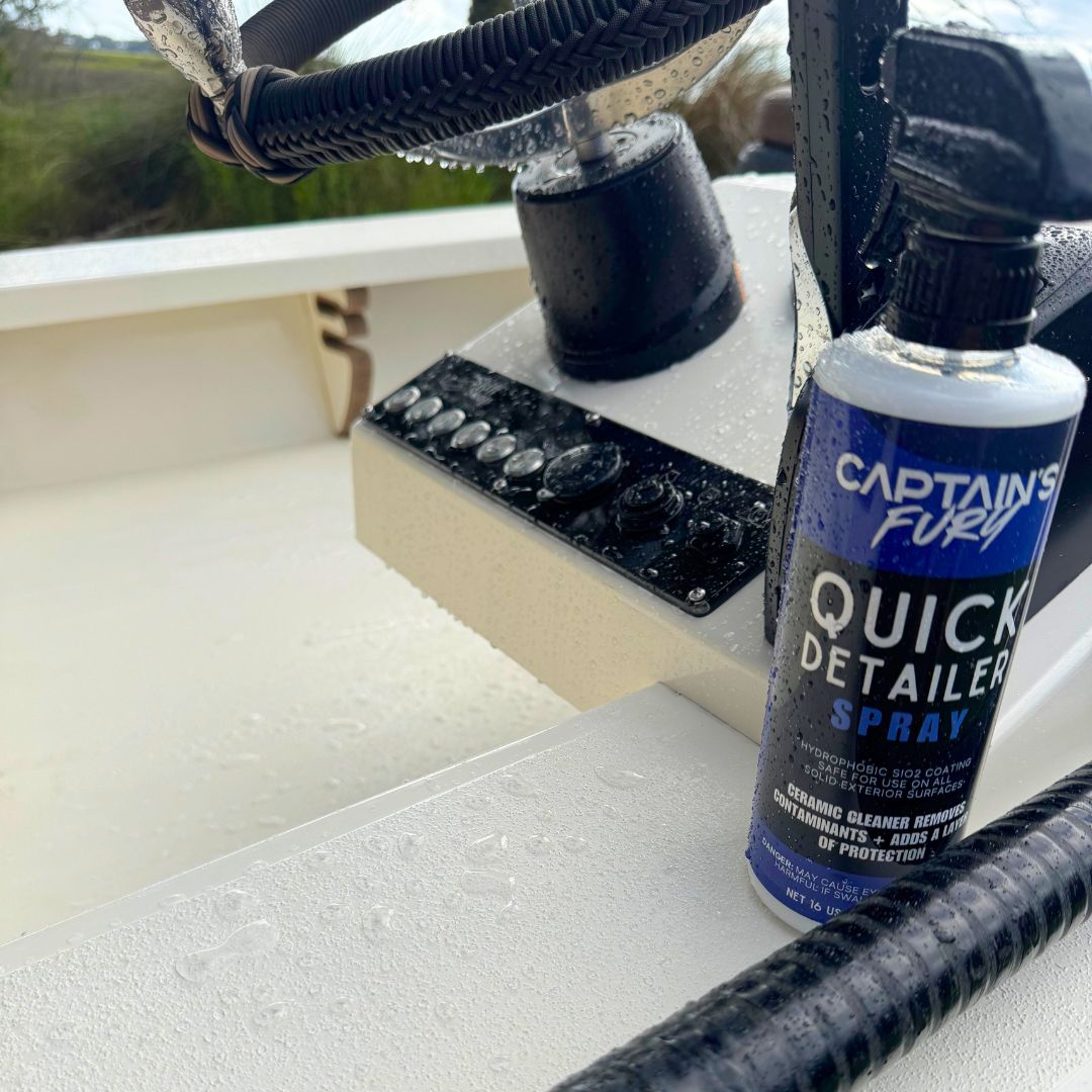 Boat quick detailer spray with water beading.
