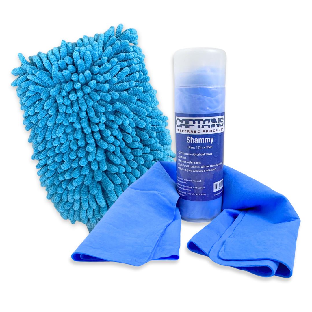 Wash mitt and shammy drying cloth bundle.