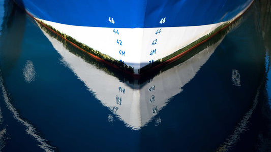 The waterline of a ship showing nautical freeboard of the vessel.