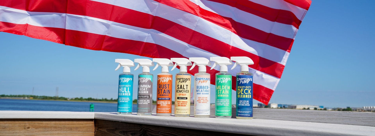 Boat cleaners by Captain's Fury boat cleaning brand.