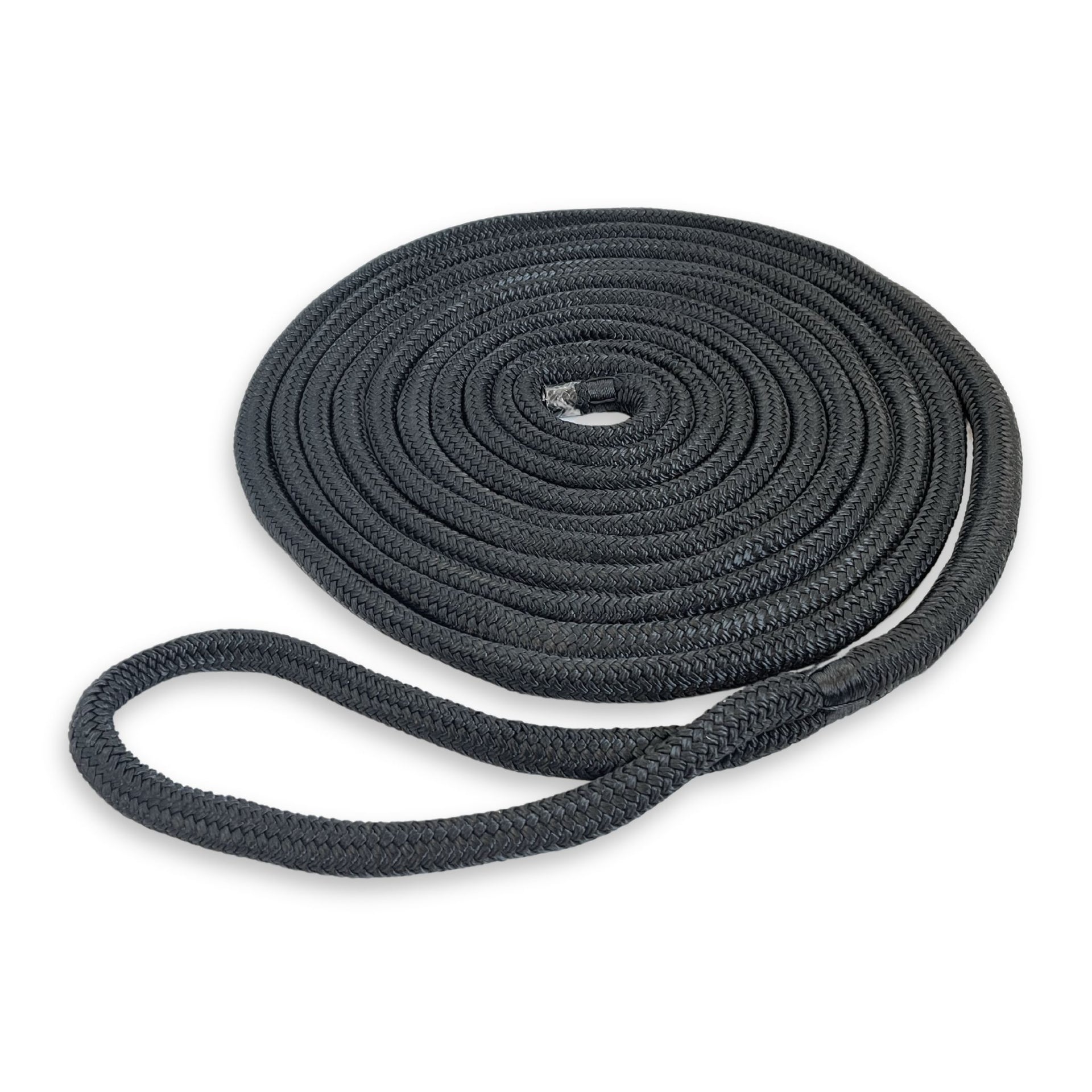 black braided nylon fishing line 3/4" x 25' Black Double Braided Nylon Dock Line