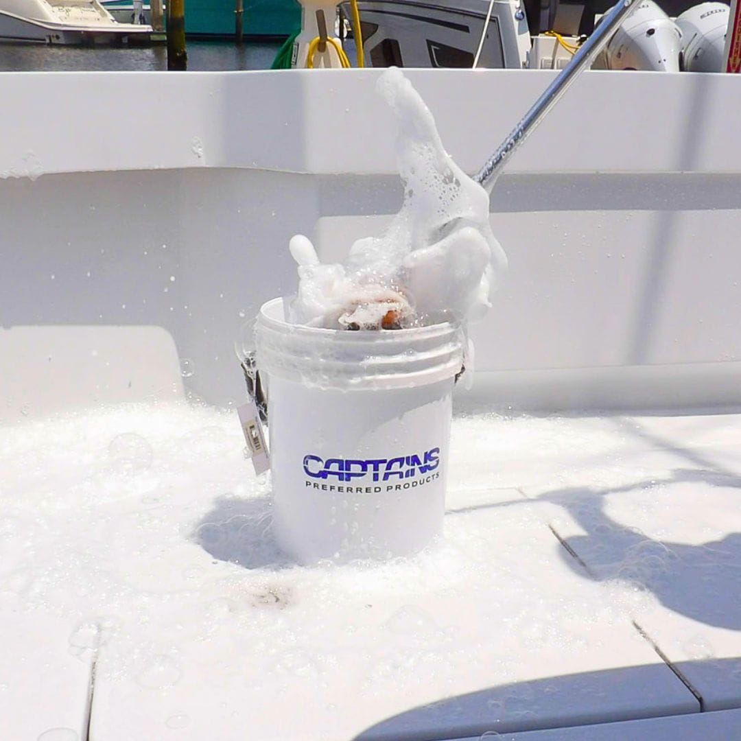 Working up suds with Captains Preferred Products boat soap.