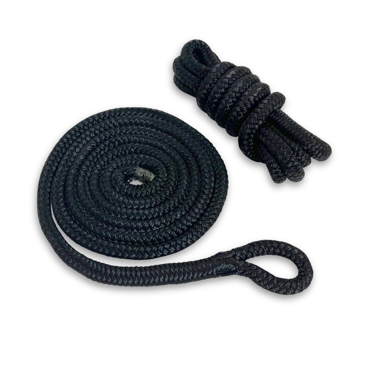 3/8" x 6' fender lines with reinforced eyelet for boat fenders.
