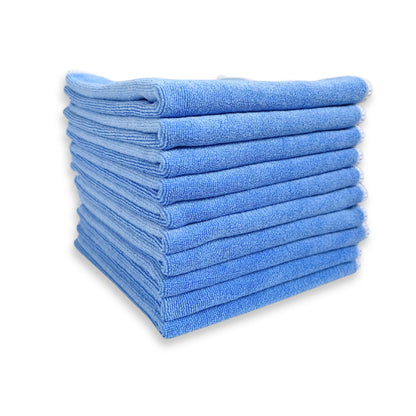 Stack of 10 blue microfiber rags.