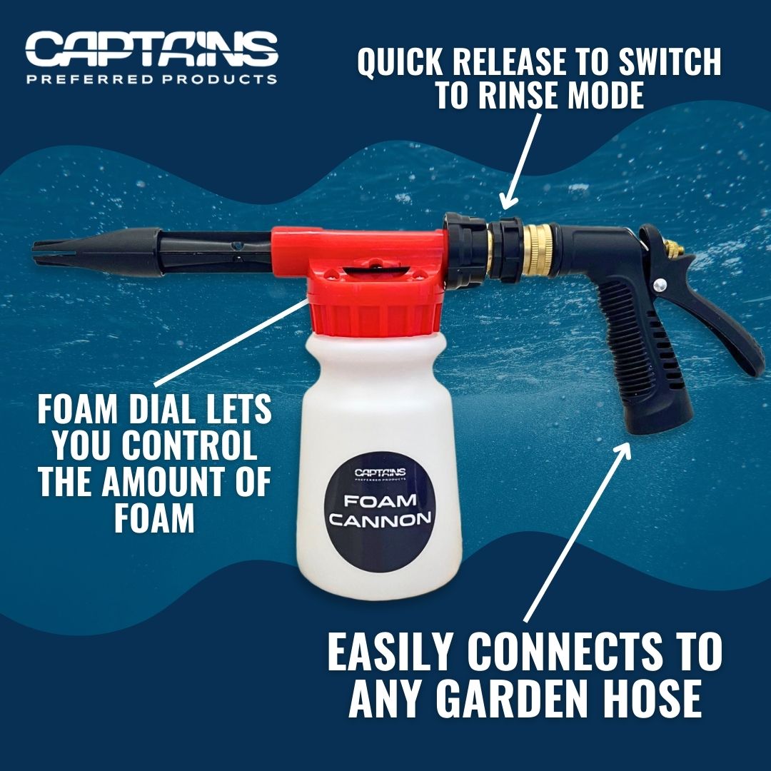 Foam cannon for hose diagram showing how it works.