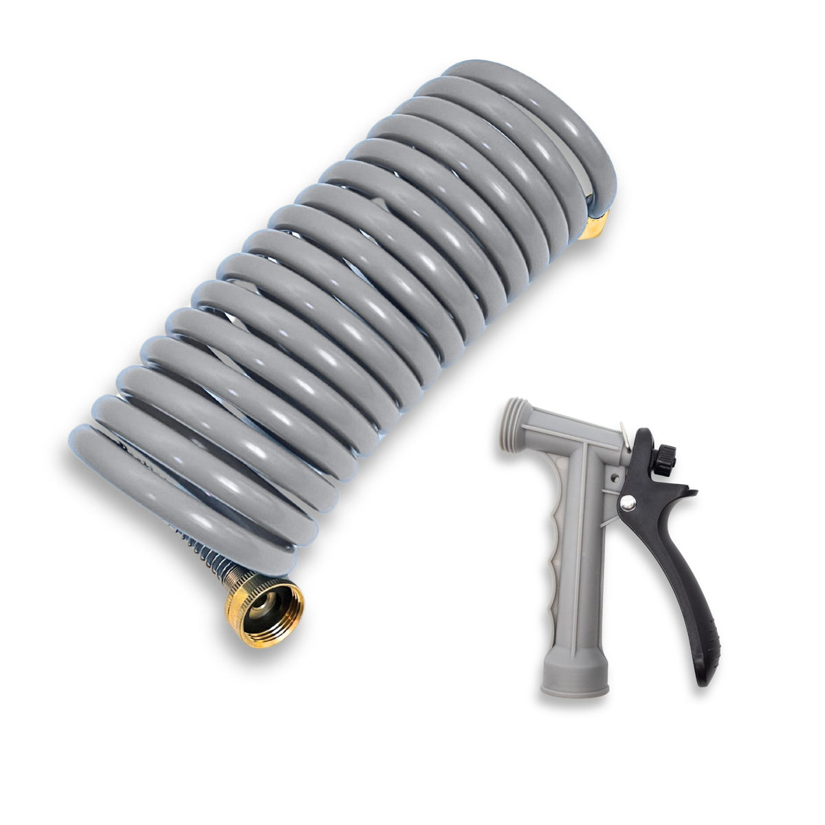 15ft gray washdown hose and nozzle bundle by Captains Preferred Products.