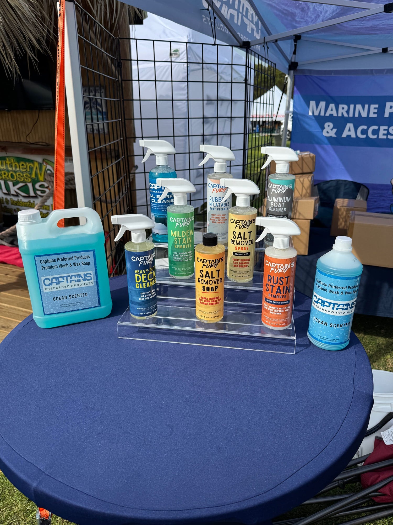 Boat cleaners at the Gigantic Nautical Market in Islamorada, Florida. 