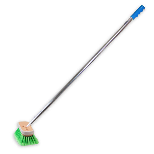 A green medium-bristled boat brush on a 6ft telescoping handle from Captains Preferred Products.