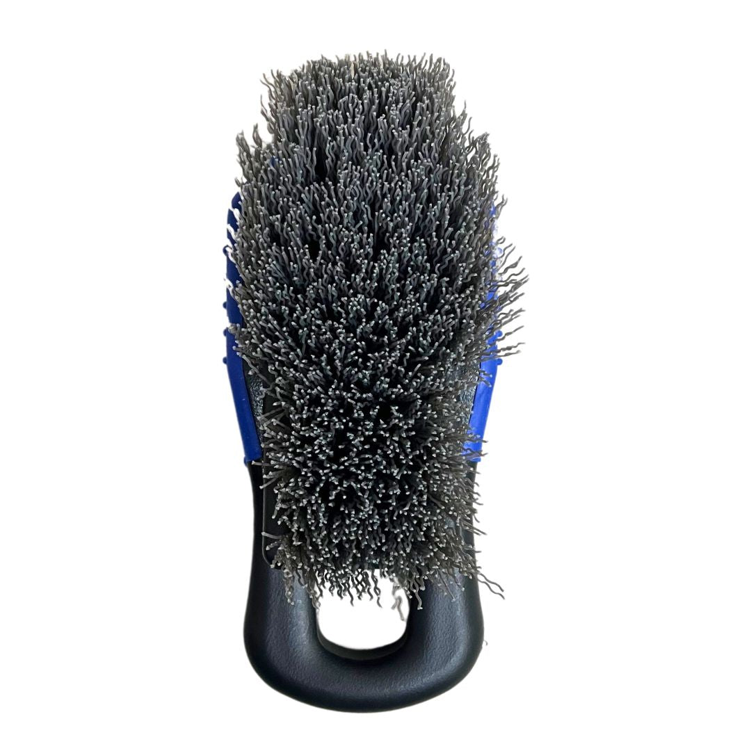 Stiff plastic bristles are durable and easy to clean