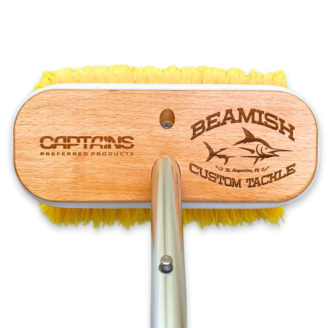 Personalized boat brushes with laser etched logo.