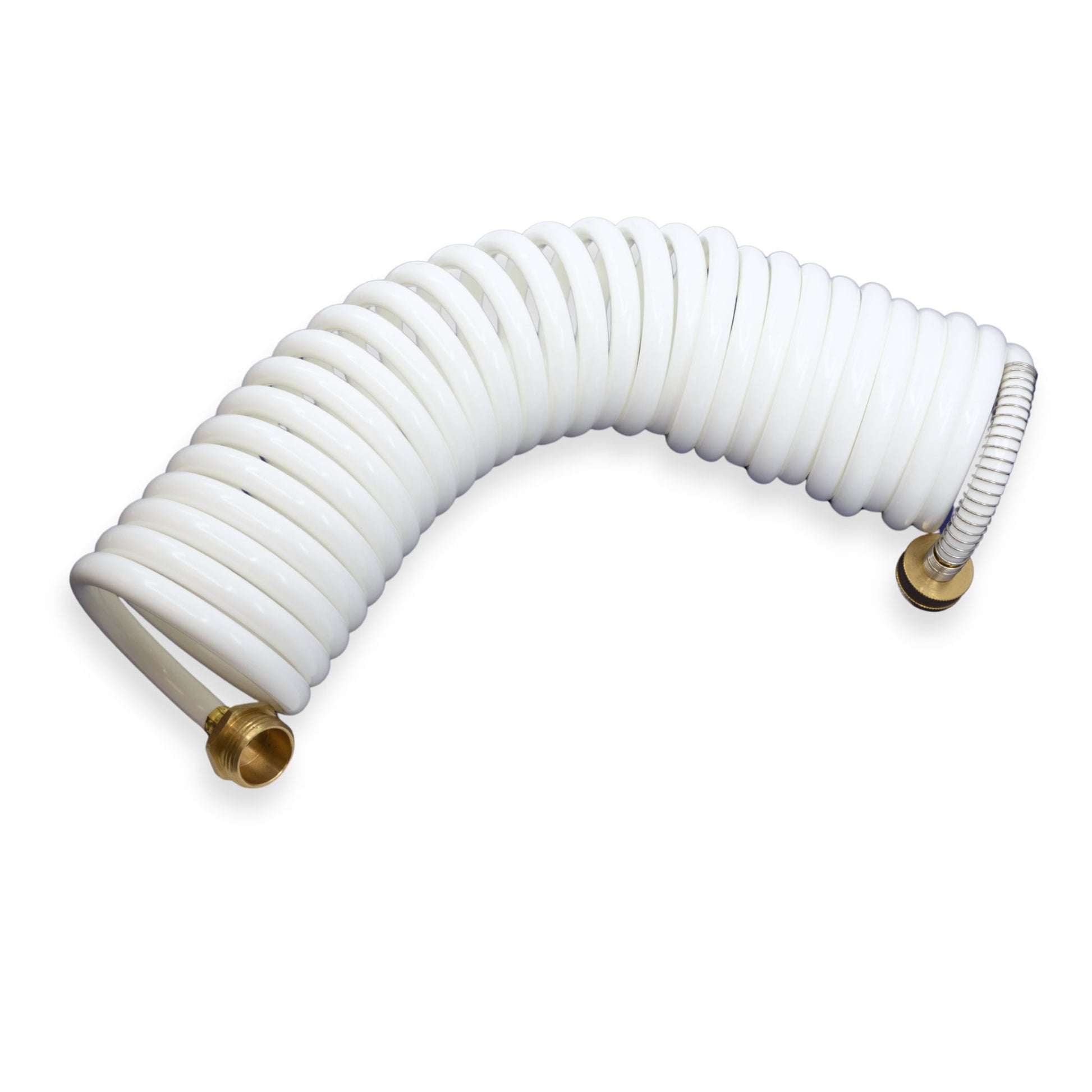 White washdown hose for boat 25ft coiled hose.