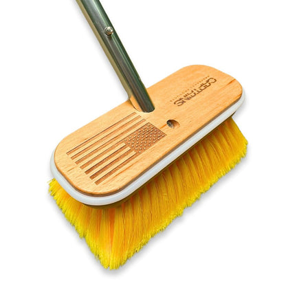 Captains Preferred Products boat brush with USA flag logo.