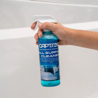 Captains Preferred Products All Surface Cleaner spray for boat surfaces.