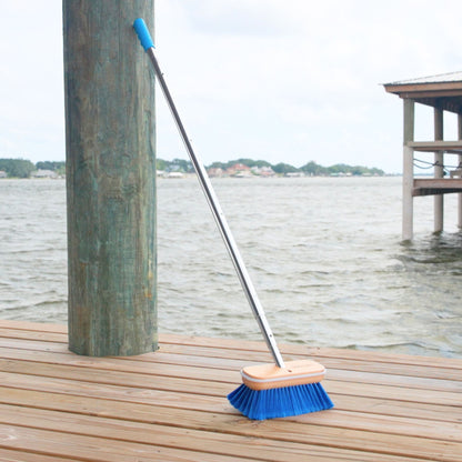 A blue boat brush head from Captains Preferred on a 6ft telescoping handle.
