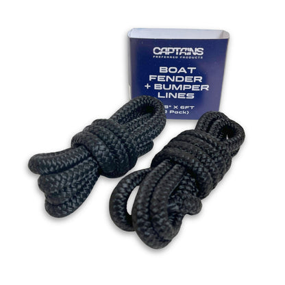 6ft Boat fender lines made of black nylon.