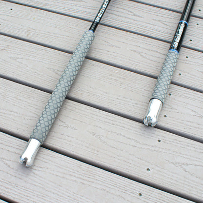 Butt end of carbon fiber boat poles from Captains Preferred.