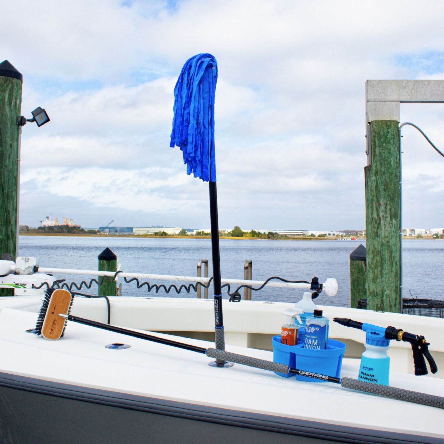 Captains Preferred BlackLine Carbon Fiber boat pole for washing and yachts.