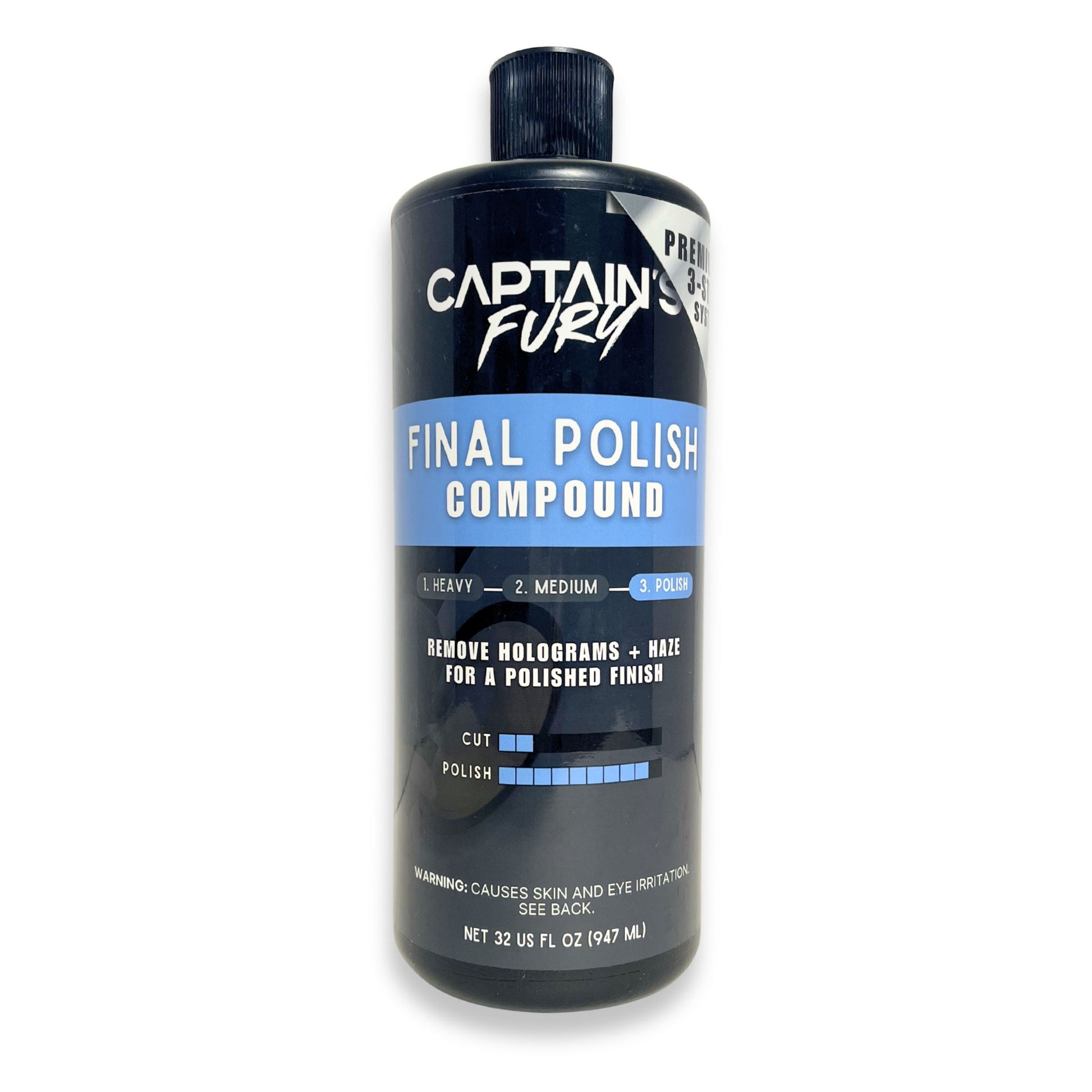 Captain's Fury Final Polish Compound for refinishing.
