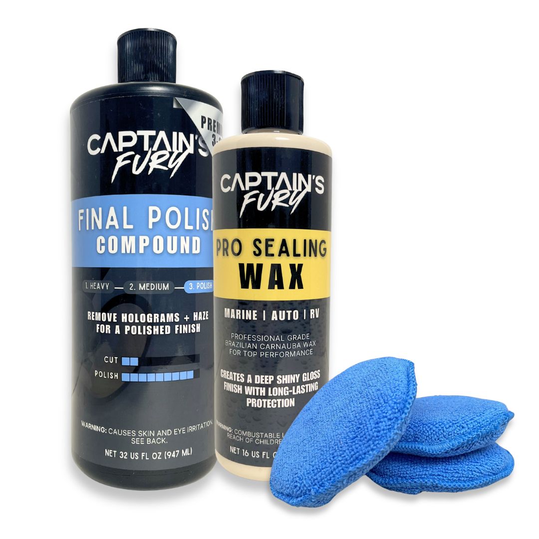 Captain's Fury Polish and Seal kit for boats, RVs, cars and more.