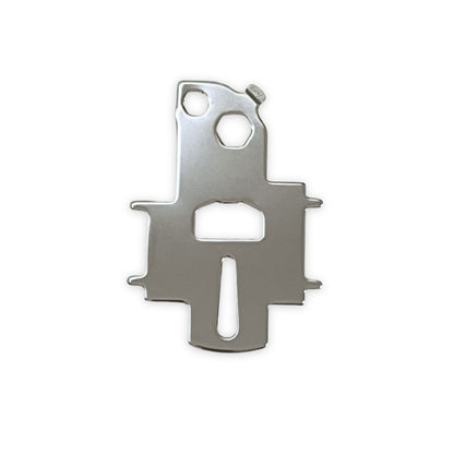 Multi-functional metal deck plate key.