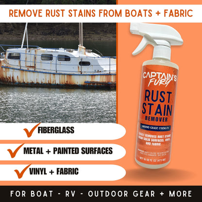 Remove rust stains from boats and fabric.