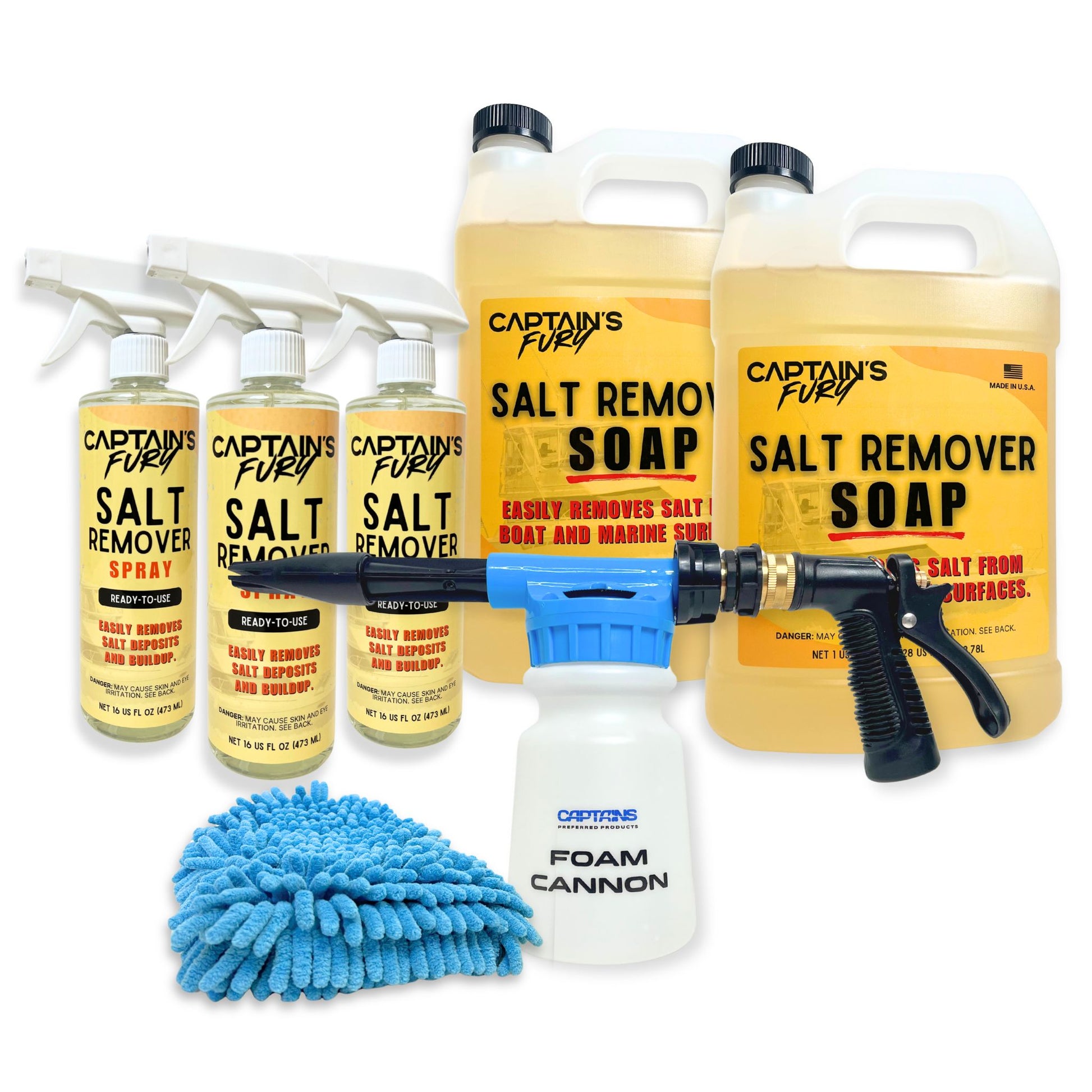 Captain's Fury Full Armor Salt Defense Kit for neutralizing salt on boats and marine environments.