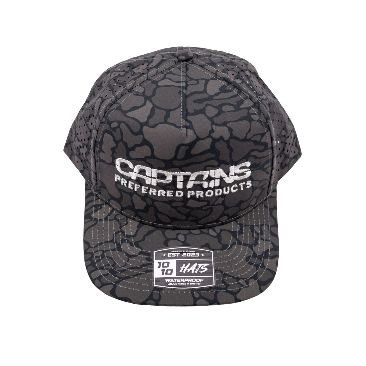 Captains Dry-Fit 5 Panel Hat - Blackout Camo - top