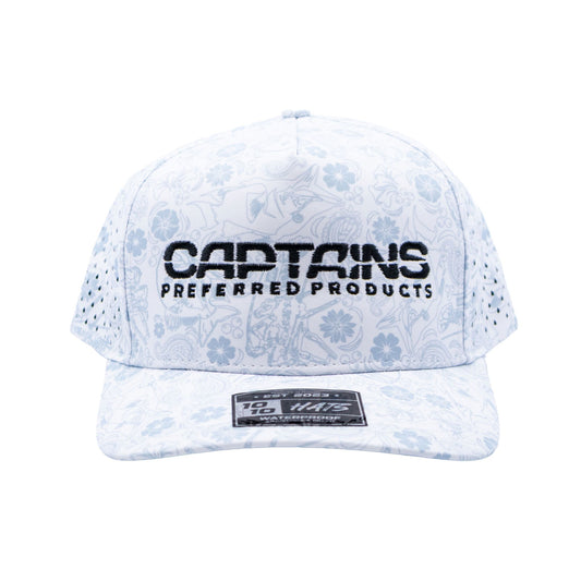 Captains Dry-Fit 5 Panel Hat - White Reef (Black)