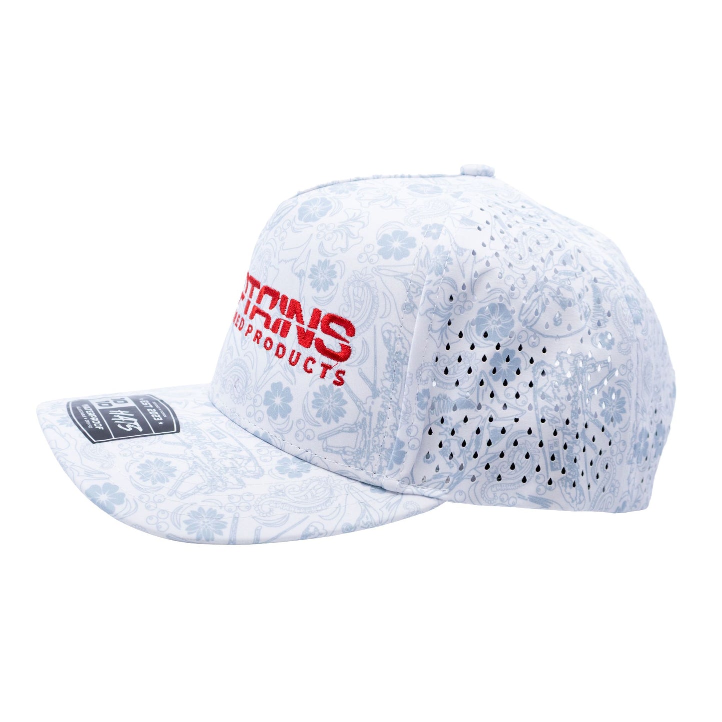 Captains Dry-Fit 5 Panel Hat - White Reef (Red)