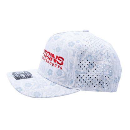 Captains Dry-Fit 5 Panel Hat - White Reef (Red)