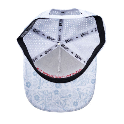 Captains Dry-Fit 5 Panel Hat - White Reef (Red)