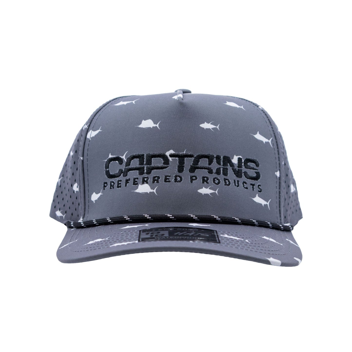 Captains Dry-Fit 5 Panel Hat - Offshore Gray with Rope