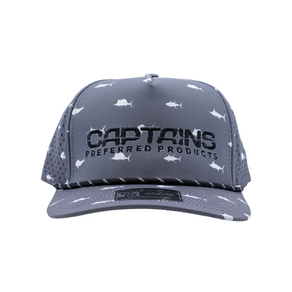 Captains Dry-Fit 5 Panel Hat - Offshore Gray with Rope