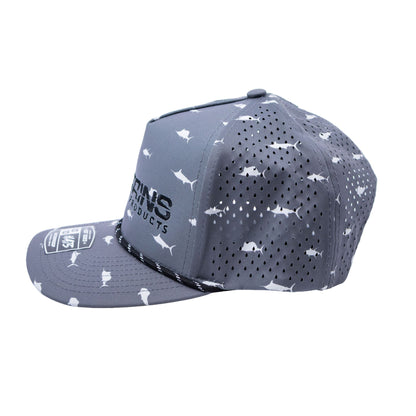 Captains Dry-Fit 5 Panel Hat - Offshore Gray with Rope
