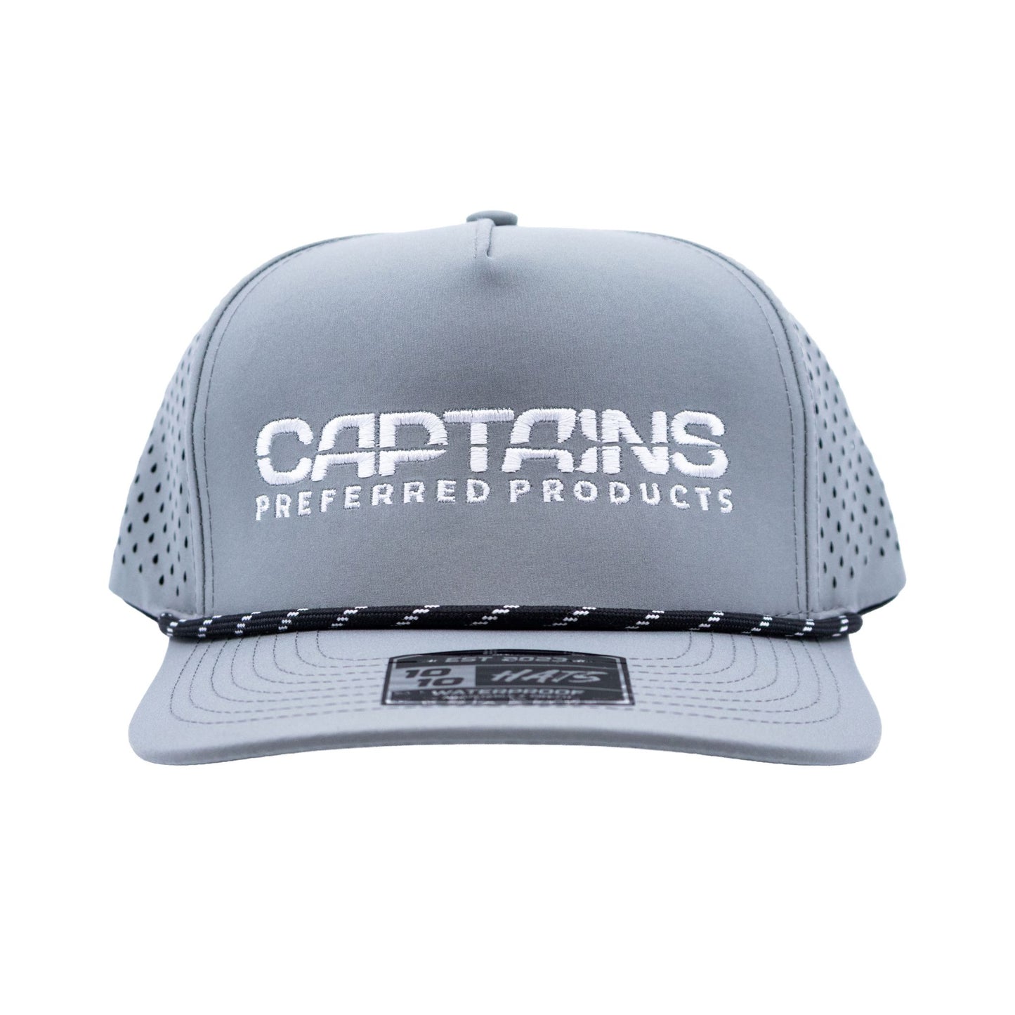 Captains Dry-Fit 5 Panel Hat - Light Gray with Rope