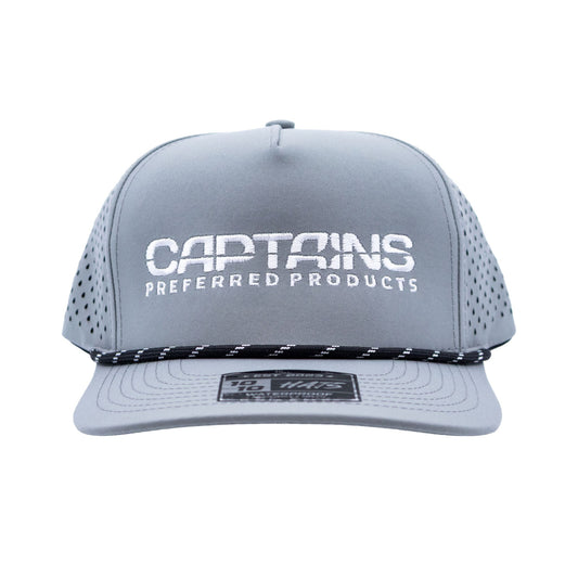 Captains Dry-Fit 5 Panel Hat - Light Gray with Rope