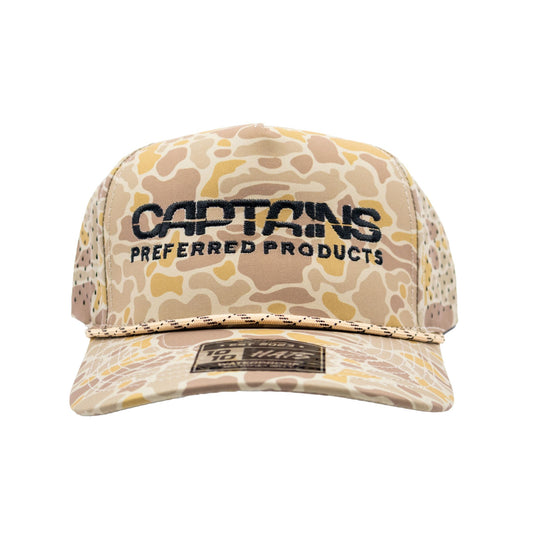Captains Dry-Fit 5 Panel Hat with Rope - Wild Desert Camo