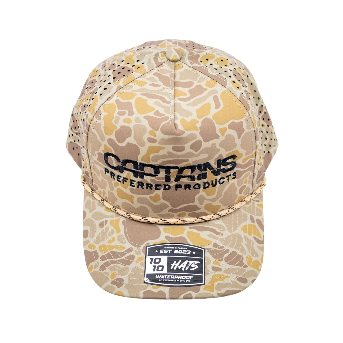 Captains Dry-Fit 5 Panel Hat with Rope - Wild Desert Camo - top