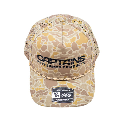 Captains Dry-Fit 5 Panel Hat with Rope - Wild Desert Camo - top