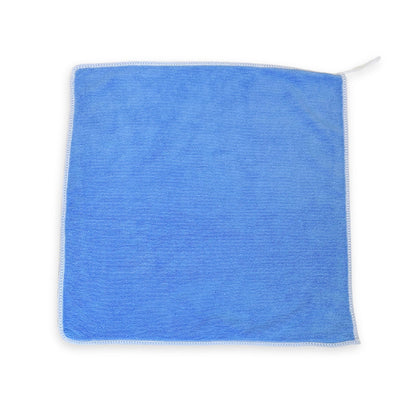 Blue 11 inch microfiber rag for cleaning.