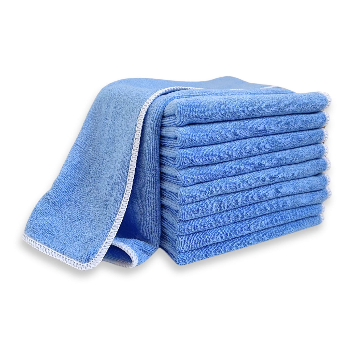 10 blue microfiber rags for no-scratch cleaning tasks.